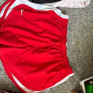 Nike Red and White Athletic Shorts Lightweight Design
